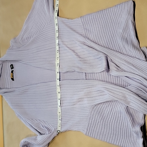 pop ulation Size L Light Lavender Drape Tie Front Cardigan Sweater - Picture 6 of 11
